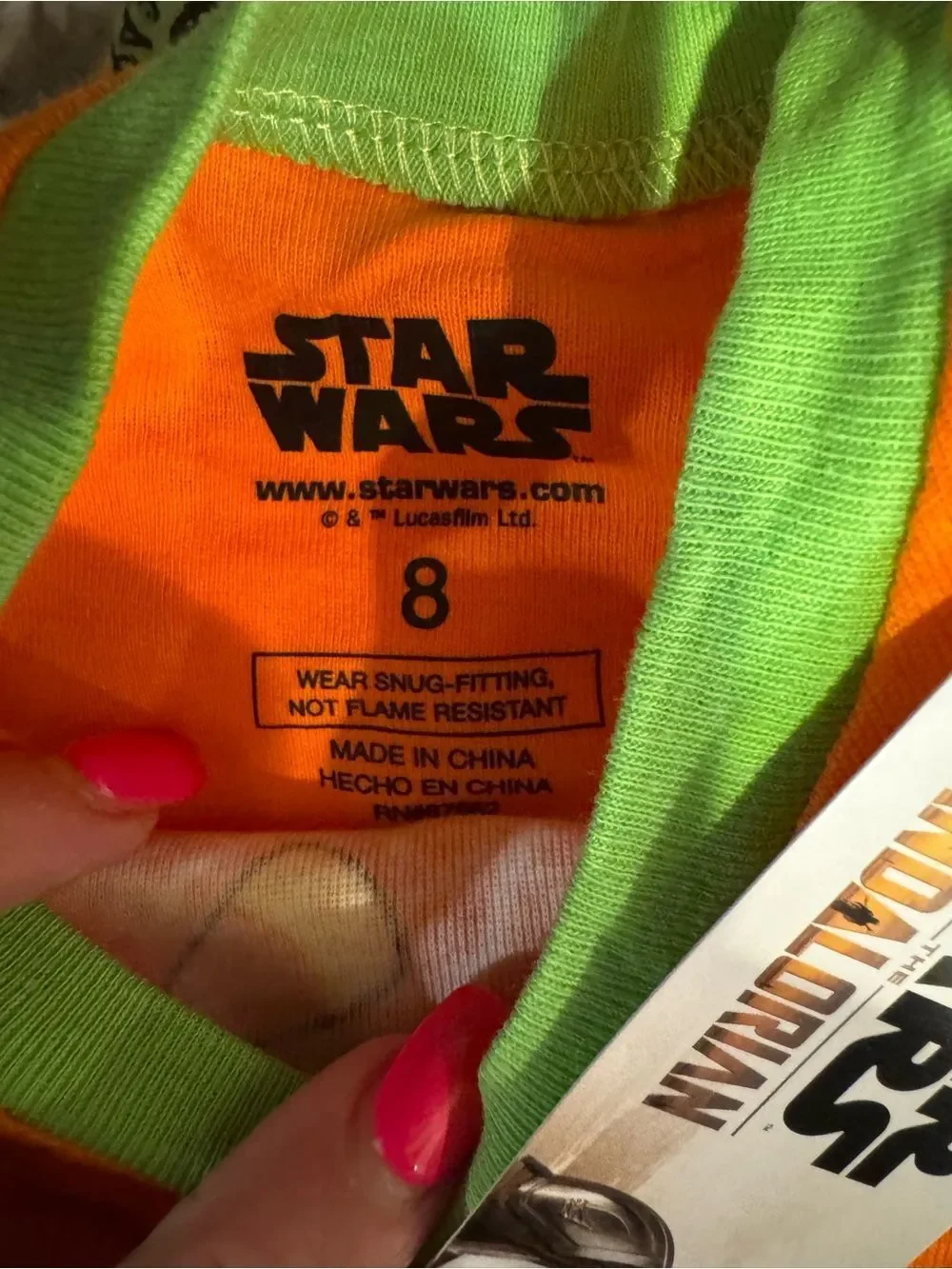 NWT New STAR WARS Yoda Mandalorian Halloween Kids Orange Candy Pajama Set 6 8